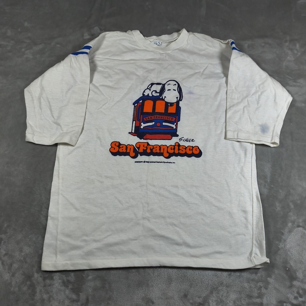 Vintage Snoopy Shirt Mens XL San Francisco Cable Car Made USA Single Stitch 80s